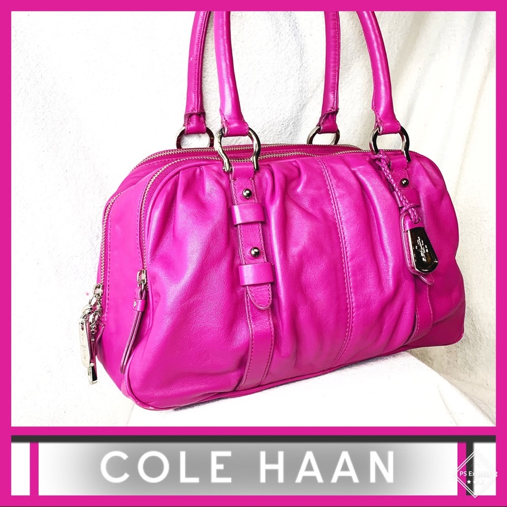 COLE HAAN Pink Cornelia Triple Zip Satchel EUC